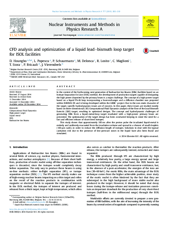 (PDF) CFD analysis and optimization of a liquid lead–bismuth loop ...