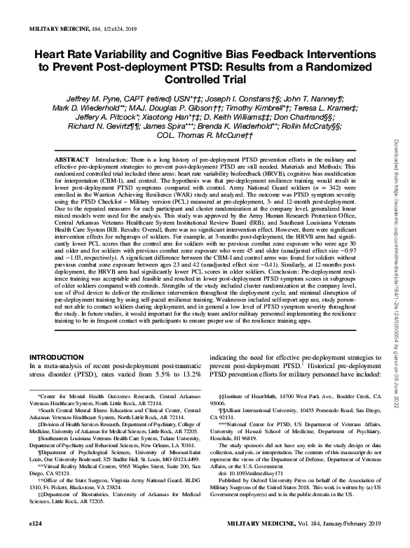 (PDF) Heart Rate Variability and Cognitive Bias Feedback Interventions ...