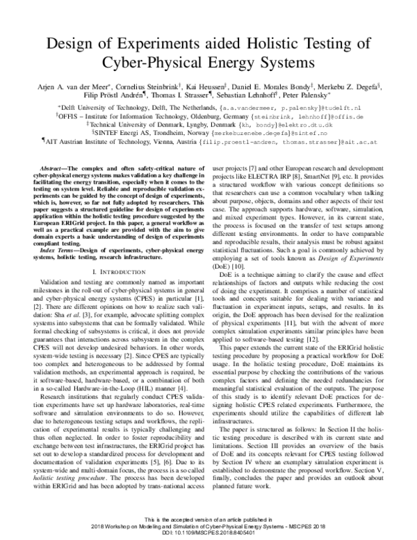(PDF) Design of experiments aided holistic testing of cyber-physical ...
