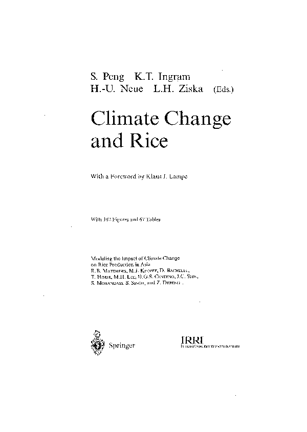 (PDF) Modeling the Impact of Climate Change on Rice Production in Asia