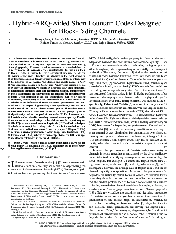 (PDF) Hybrid-ARQ-Aided Short Fountain Codes Designed for Block-Fading ...