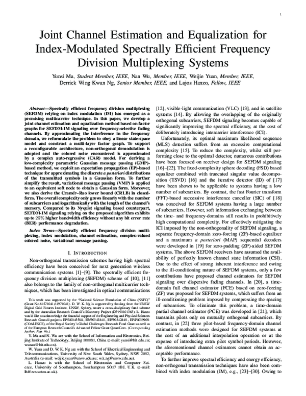 (PDF) Joint Channel Estimation and Equalization for Index-Modulated ...