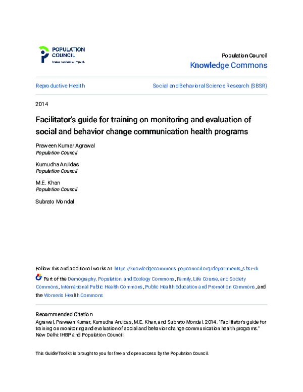 (PDF) Facilitator's guide for training on monitoring and evaluation of ...