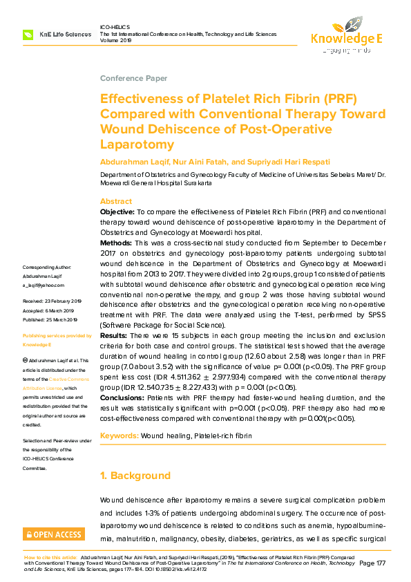 (PDF) Effectiveness of Platelet Rich Fibrin (PRF) Compared with ...