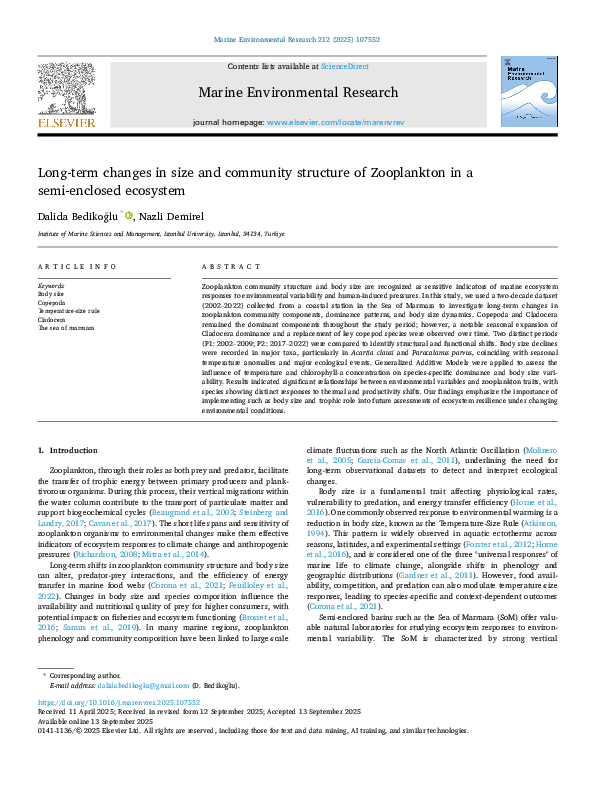 (PDF) Long-term changes in size and community structure of Zooplankton ...