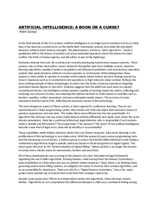 (PDF) Impacts of Artificial Intelligence On Our Future