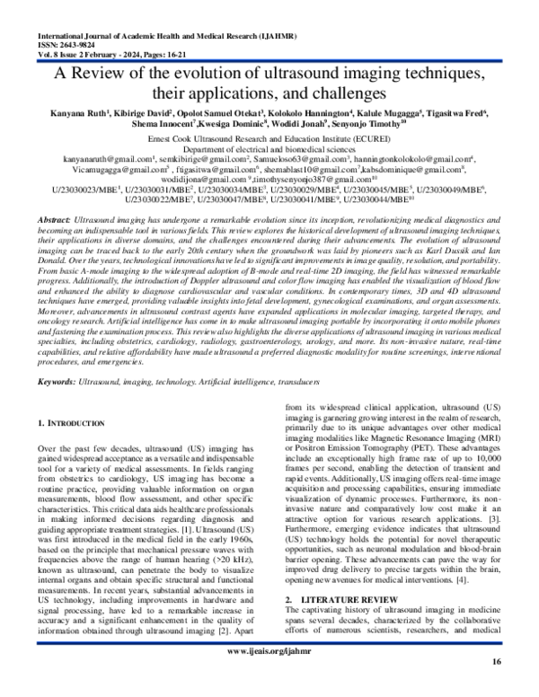(PDF) A Review of the evolution of ultrasound imaging techniques, their ...