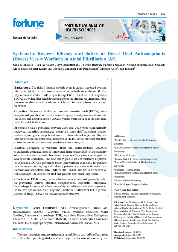(PDF) Systematic Review: Efficacy and Safety of Direct Oral ...