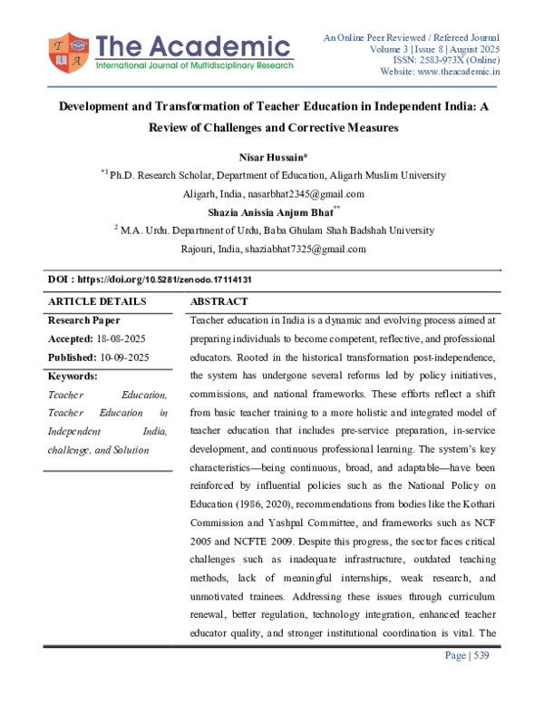(PDF) Development and Transformation of Teacher Education in ...