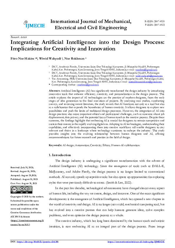 (PDF) Integrating Artificial Intelligence into the Design Process ...