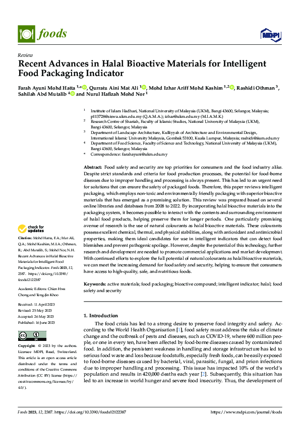 (PDF) Recent Advances in Halal Bioactive Materials for Intelligent Food ...