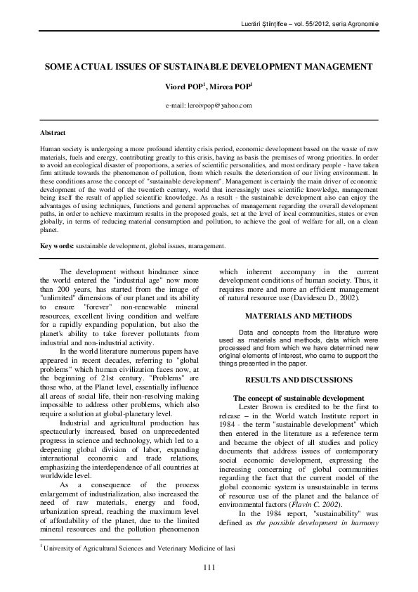 (PDF) Some Actual Issues of Sustainable Development Management