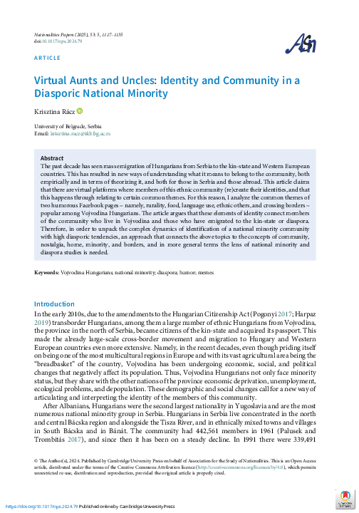 (PDF) Virtual Aunts and Uncles: Identity and Community in a Diasporic ...