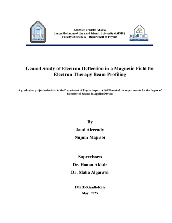 (PDF) Geant4 Study of Electron Deflection in a Magnetic Field for ...