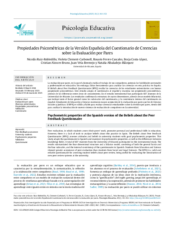 (PDF) Psychometric properties of the Spanish version of the Beliefs ...
