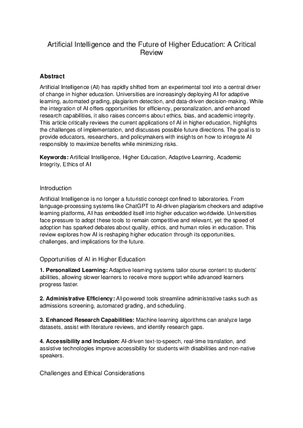 (PDF) Artificial Intelligence and the Future of Higher Education: A ...