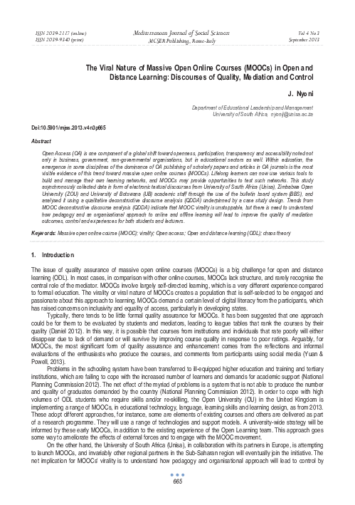 (PDF) The Viral Nature of Massive Open Online Courses (MOOCs) in Open ...