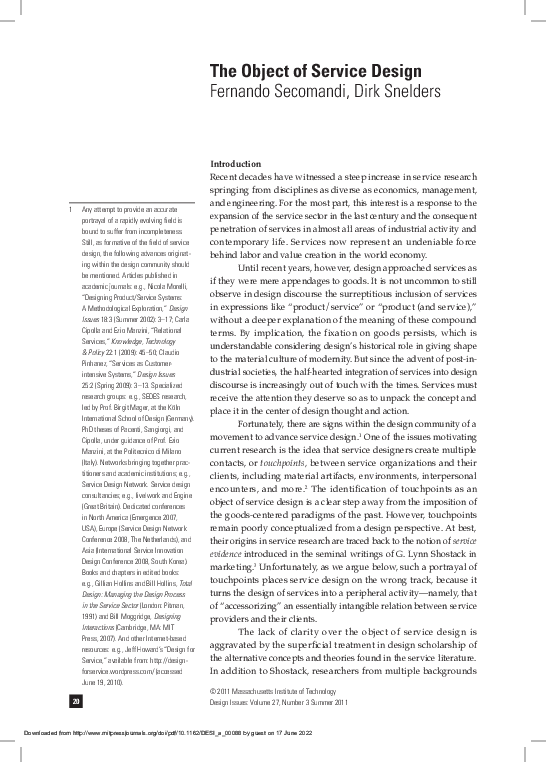 (PDF) The Object of Service Design