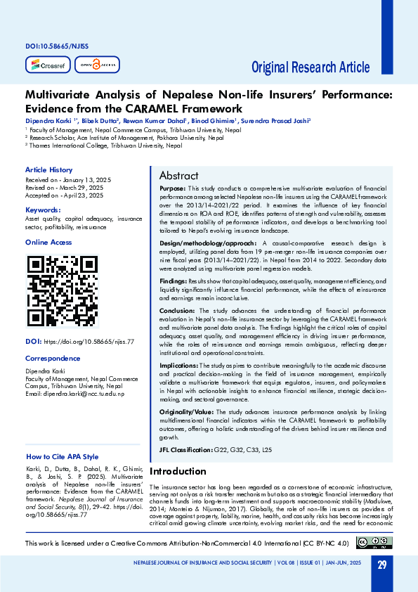(PDF) Multivariate Analysis of Nepalese Non-life Insurers' Performance ...