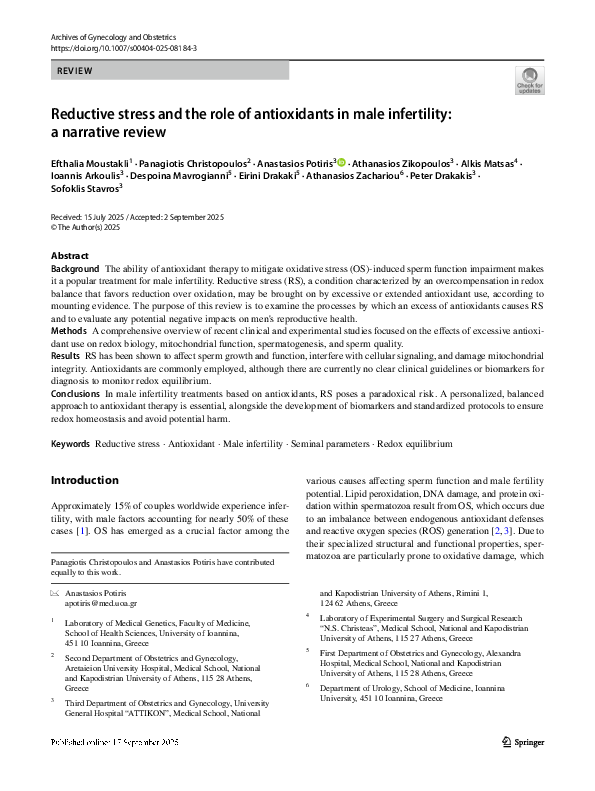 (PDF) Reductive stress and the role of antioxidants in male infertility ...