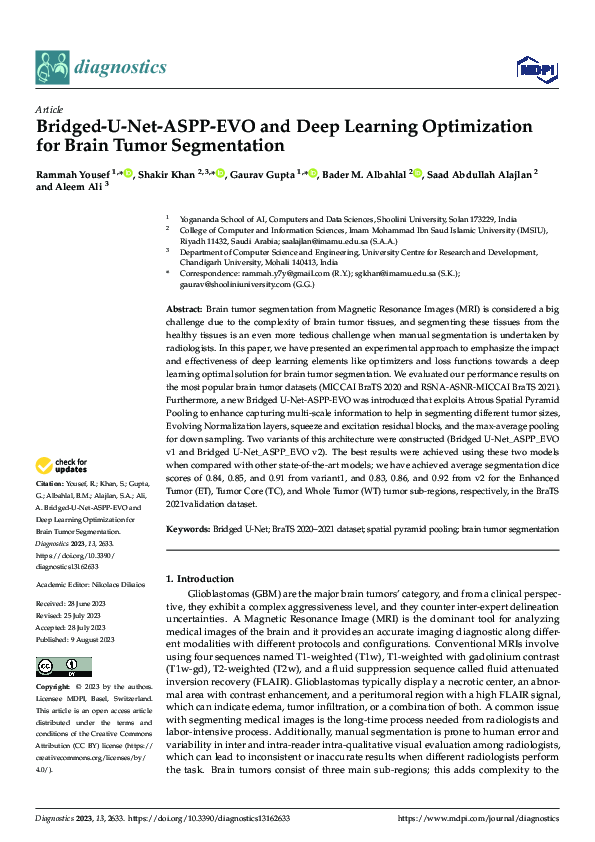 (PDF) Bridged-U-Net-ASPP-EVO and Deep Learning Optimization for Brain ...