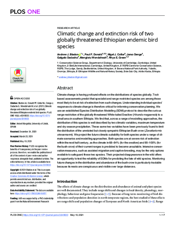 Visual Reference: Pdf Climatic Change And Extinction Risk Of Two Globally Threatened