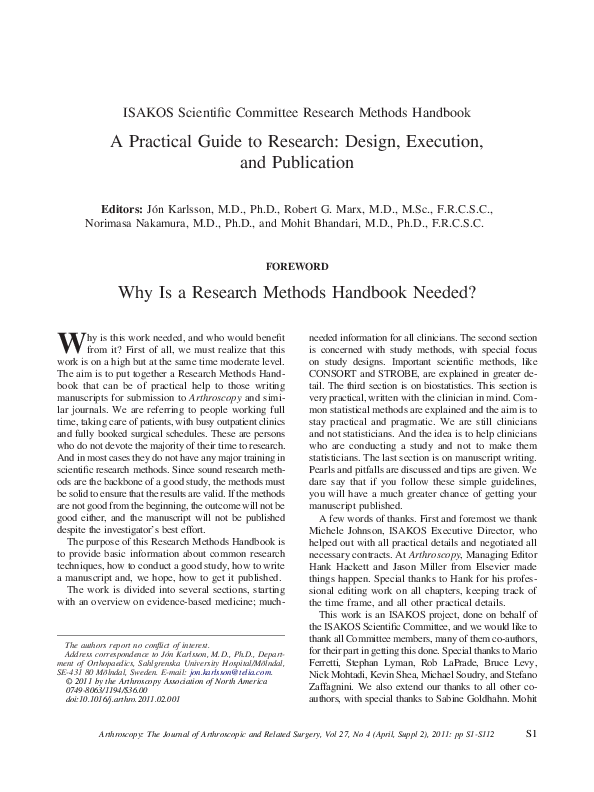 (PDF) A Practical Guide to Research: Design, Execution, and Publication