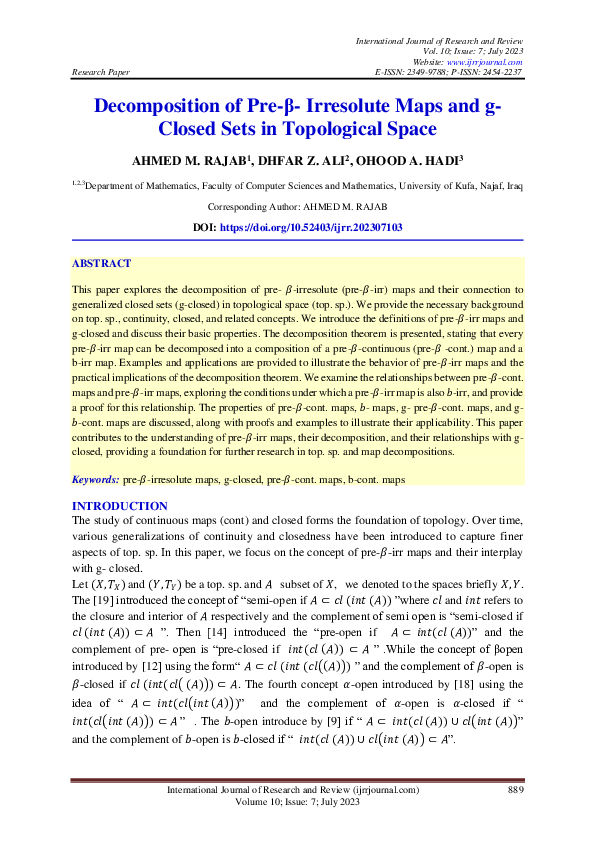 (PDF) Decomposition of Pre-β-Irresolute Maps and g-Closed Sets in ...