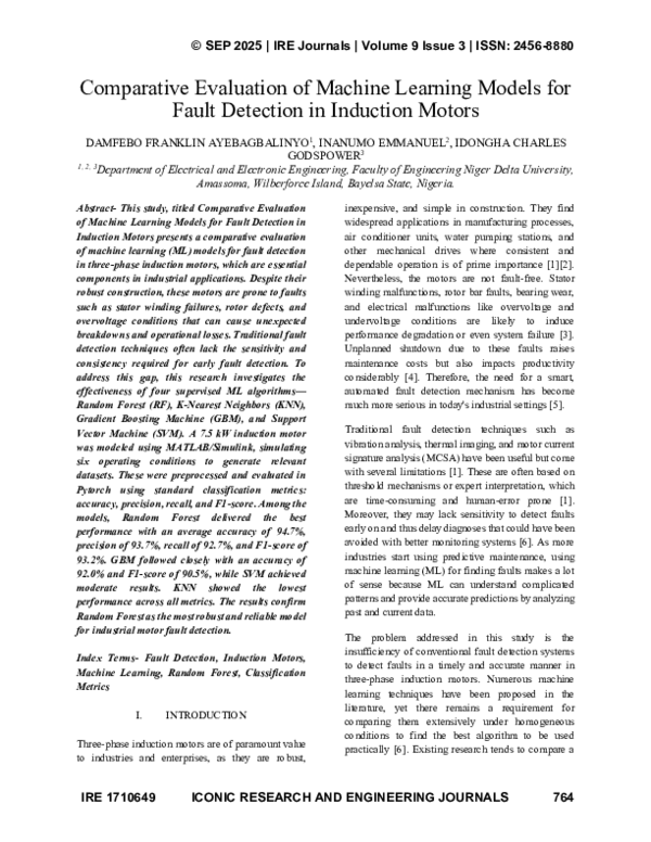 (PDF) Comparative Evaluation of Machine Learning Models for Fault ...