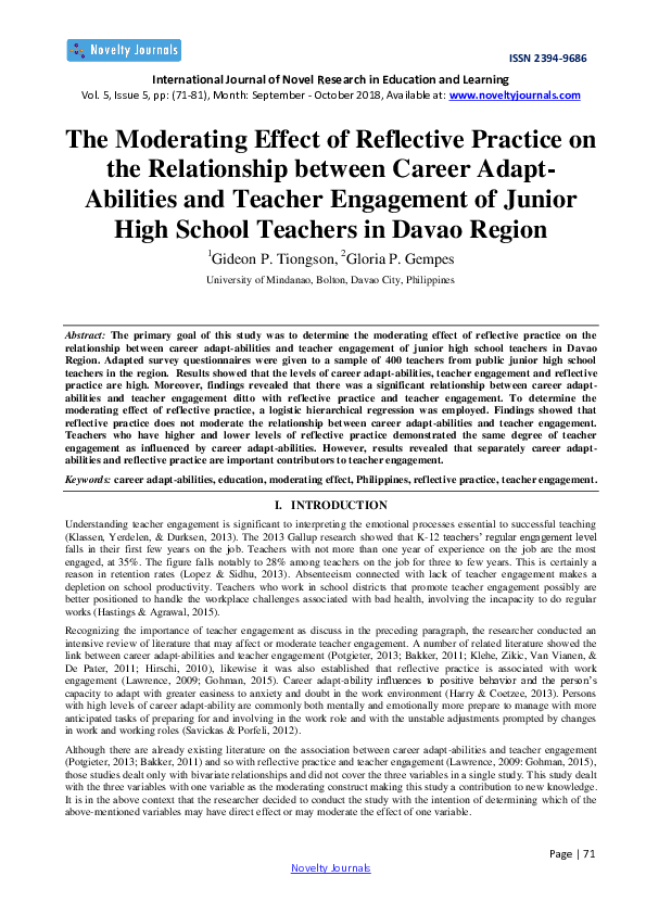 (PDF) The Moderating Effect of Reflective Practice on the Relationship ...