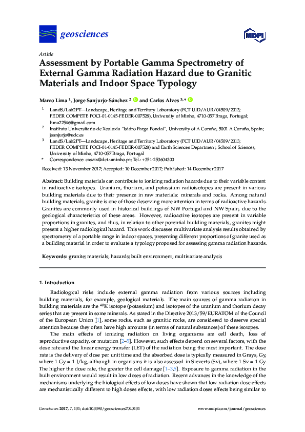 (PDF) Assessment by Portable Gamma Spectrometry of External Gamma ...