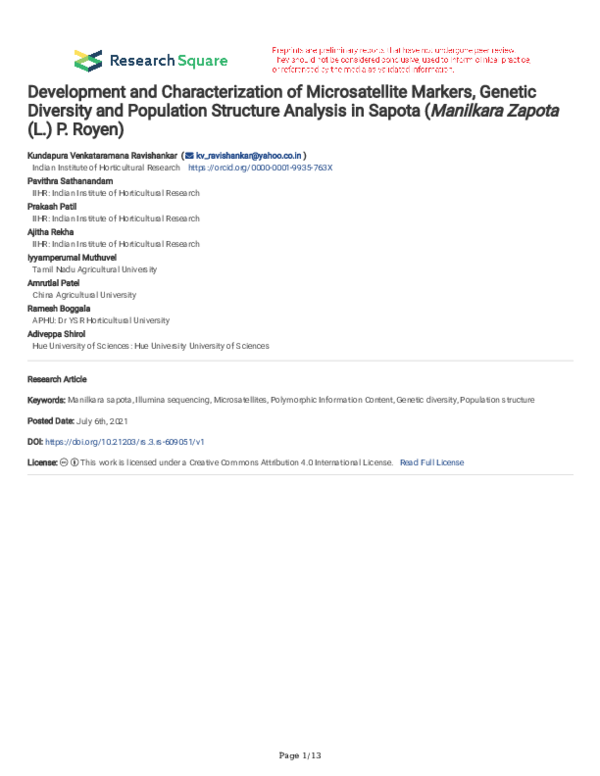 (PDF) Development and characterization of microsatellite markers ...