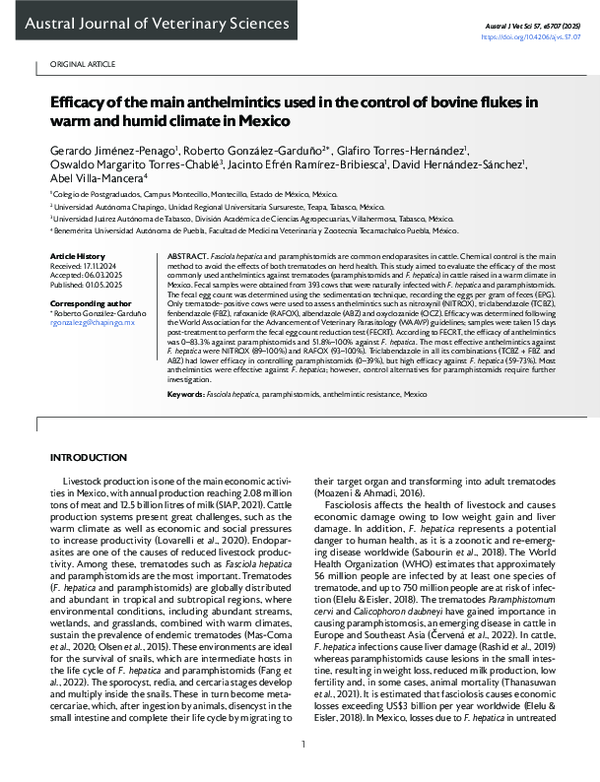 (PDF) Efficacy of the main anthelmintics used in the control of bovine ...
