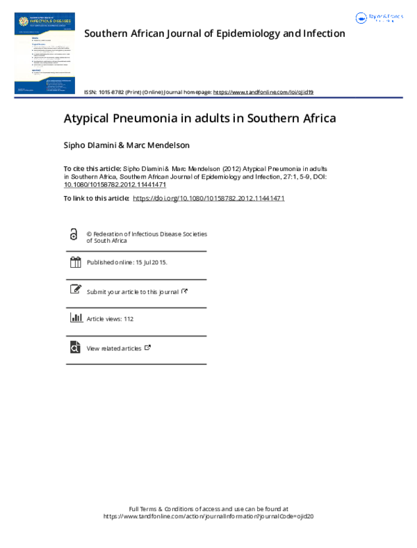 (PDF) Atypical pneumonia in adults in southern Africa