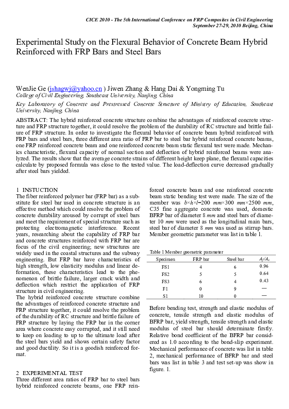 (PDF) Experimental Study on the Flexural Behavior of Concrete Beam ...