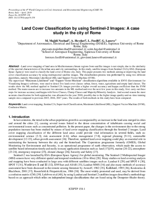 (PDF) Land Cover Classification by using Sentinel-2 Images: A case ...