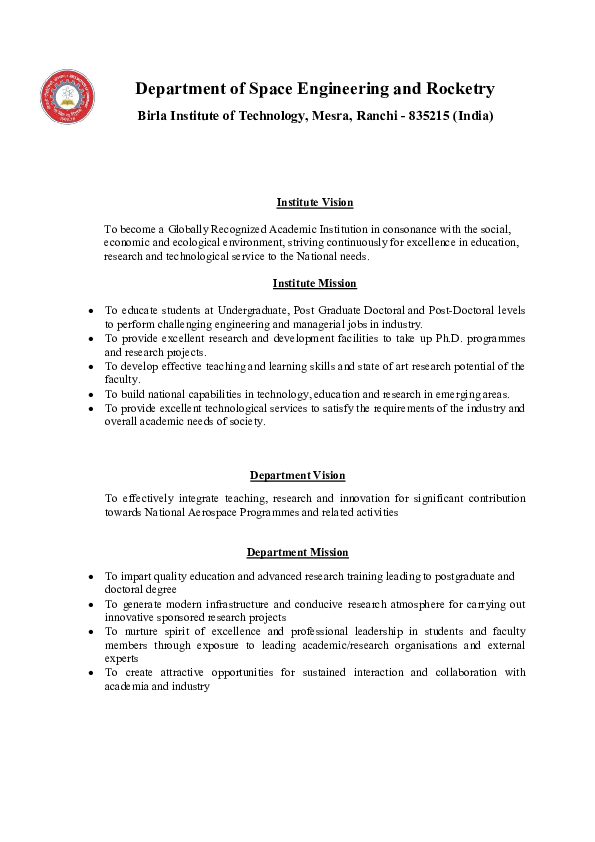 (PDF) M.Tech. in Aerospace Engineering | BIT Mesra