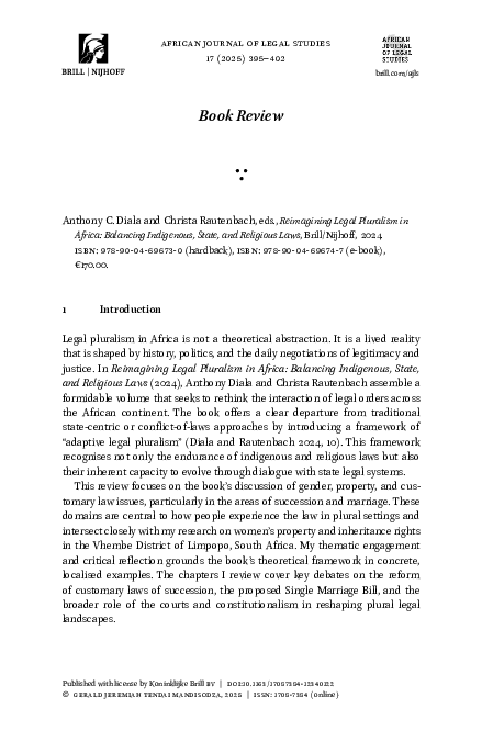 (PDF) Reimagining Legal Pluralism in Africa: Balancing Indigenous ...