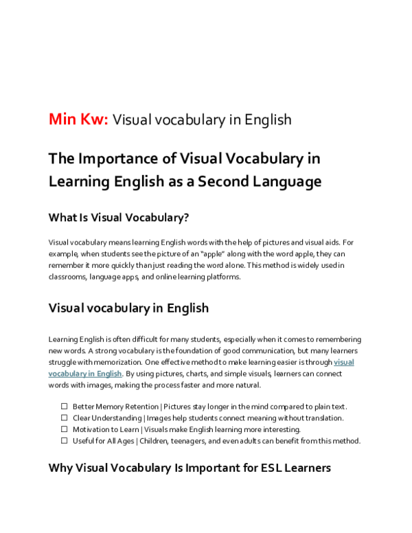 (PDF) Min Kw: Visual vocabulary in English