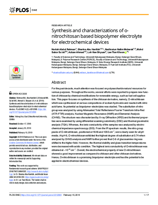 (PDF) Synthesis and characterizations of o-nitrochitosan based ...