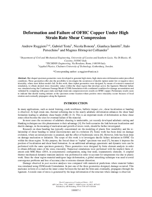 (PDF) Deformation and failure of OFHC copper under high strain rate ...