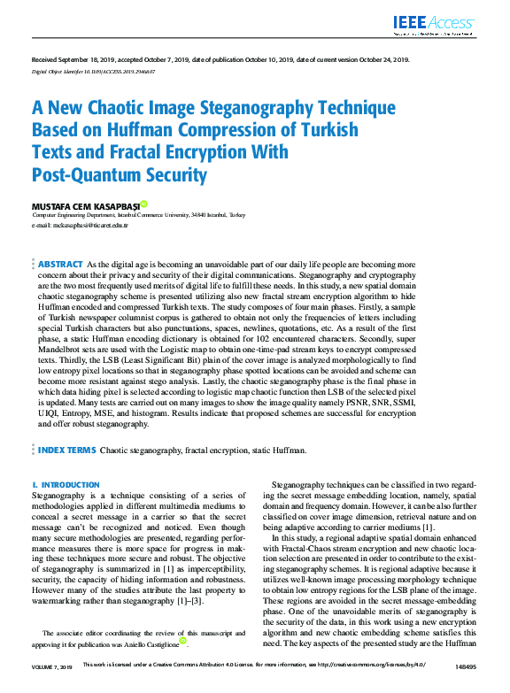 (PDF) A New Chaotic Image Steganography Technique Based on Huffman ...