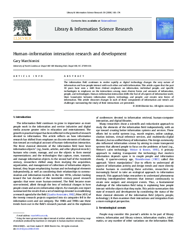 (PDF) Human–information interaction research and development