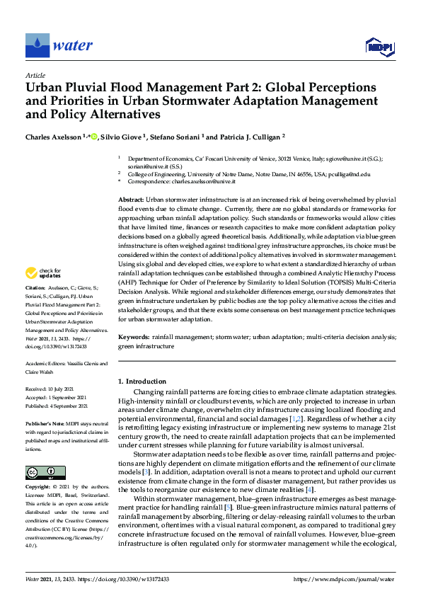 (PDF) Urban Pluvial Flood Management Part 2: Global Perceptions and ...