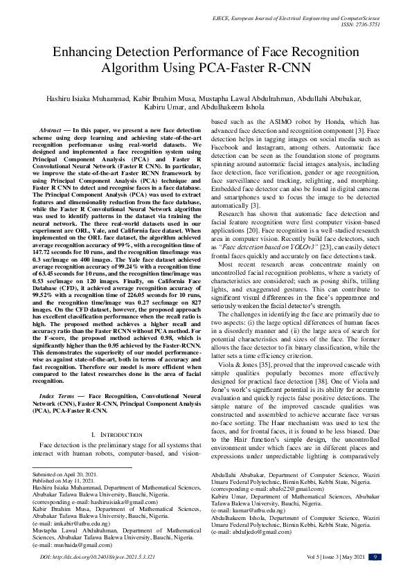 (PDF) Enhancing Detection Performance of Face Recognition Algorithm ...