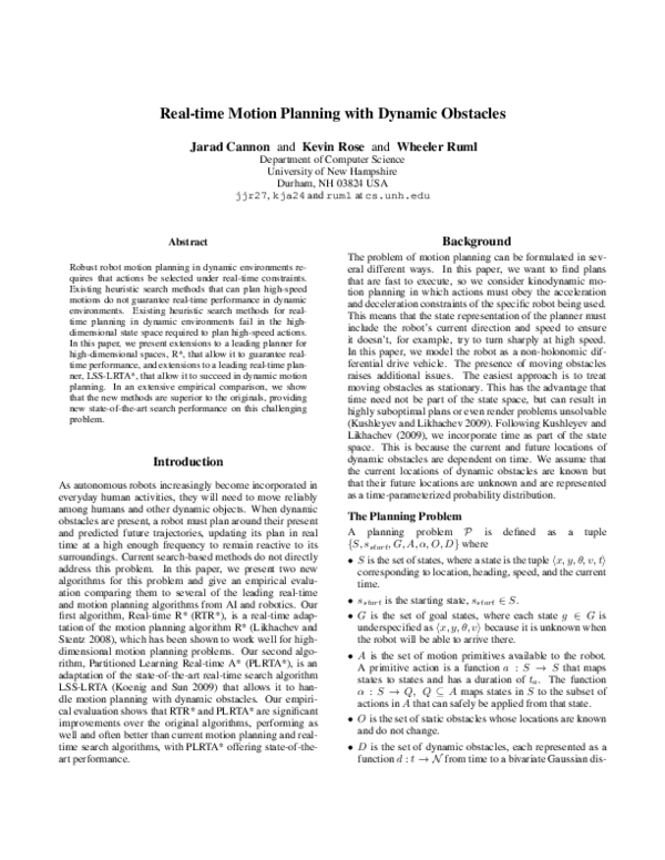 (PDF) Real-Time Motion Planning with Dynamic Obstacles