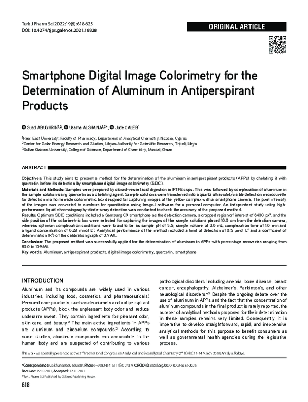 (PDF) Smartphone Digital Image Colorimetry for the Determination of ...