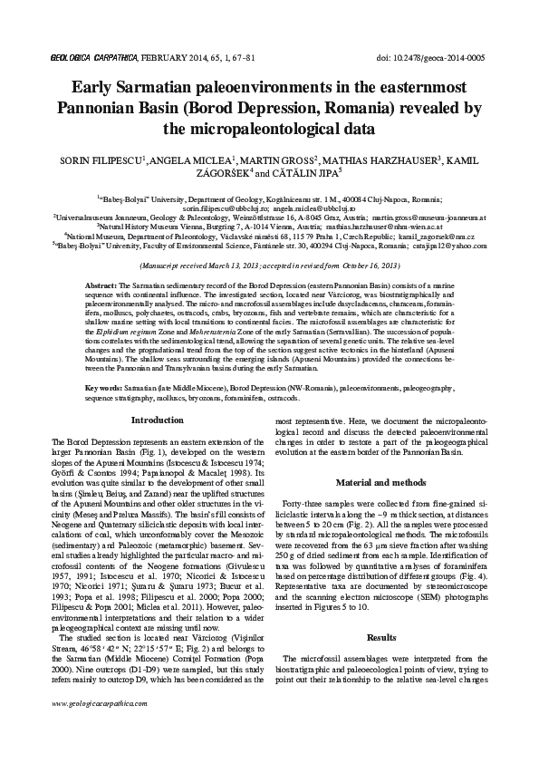 (PDF) Early Sarmatian paleoenvironments in the easternmost Pannonian ...