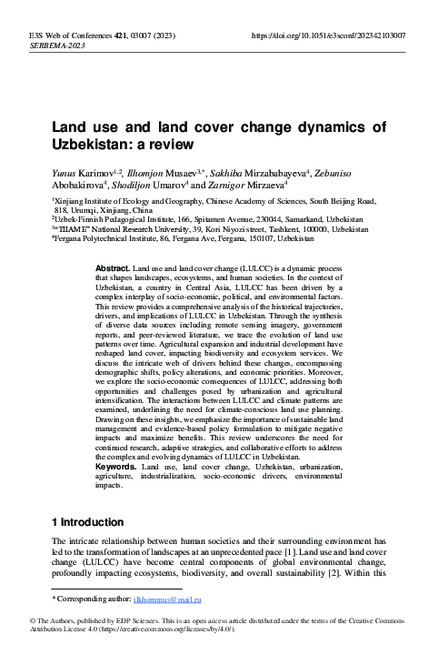 (PDF) Land use and land cover change dynamics of Uzbekistan: a review
