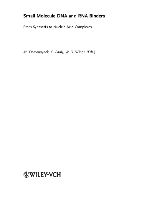 (PDF) Small molecule DNA and RNA binders : from synthesis to nucleic ...